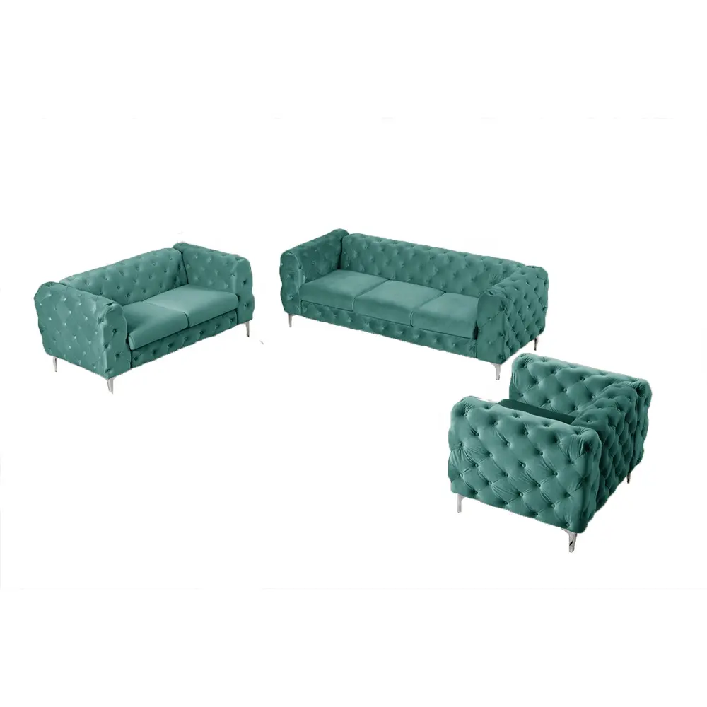 Moderno divano Chesterfield set 3 posti lussuoso divano poltrona divano in pelle di velluto italiano soggiorno divano sedia