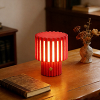 Lampe de chevet ovale plissée imprimée en 3D rechargeable, design ferme, à commande tactile, LED dimmable, lampe de nuit premium pour fille
