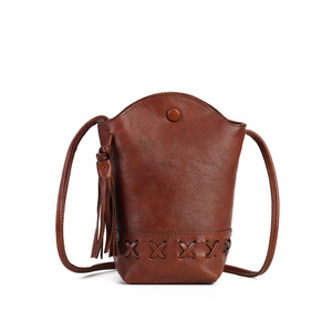 Vintage Genuine Leather Women's Bucket Bag Retro Crossbody Shoulder Purse Mini Phone <b>Handbag</b> - Product Image 1