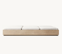 Chaise longue pliante double réglable en teck MARBELLA, lit de repos pour hôtel, mobilier de jardin moderne pour extérieur et patio