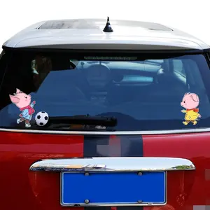 ETIE Stiker Wiper Jendela Mobil, Stiker Lucu Kustom Tempelan Penyeka Jendela Mobil, Kartun Babi 3D untuk Mobil