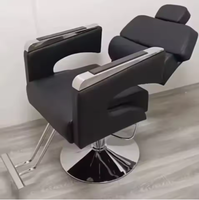 Chaise de barbier multifonctionnelle de luxe noire, inclinable, rotation à 360°, pompe hydraulique professionnelle, salon de coiffure