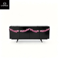 Buffet de rangement de luxe en bois massif avec décor floral 3D, meuble d'appoint pour salon de villa, mobilier de maison personnalisé