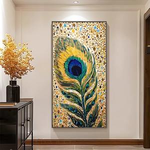 Décoration murale haut de gamme de style minimaliste moderne pour entrée, base en métal et toile, peinture de paysage, arts métalliques modernes - Product Image 4