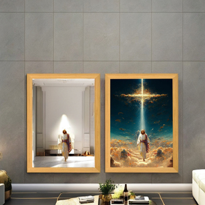 ภาพวาดแสงพระเยซูคริสต์บนกรอบไม้งานศิลปะทางศาสนาที่ซื่อสัตย์คริสตัลอะนิเมะสไตล์การออกแบบที่ทันสมัย - Product Image 3