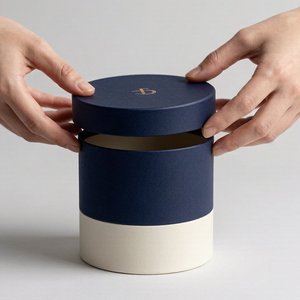 Custom Blue Cardboard Paper Tube Packaging Luxury Cylinder Gift <b>Box</b> for Cosmetics Candles Skincare Products - Product Image 6