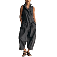 Nouvelle combinaison pantalon large sans manches noire style workwear transfrontalier Europe-Amérique 2026