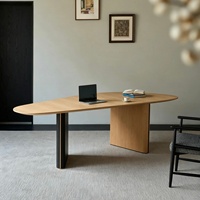 Vente directe d'usine, table à manger rétro américaine en forme de goutte d'eau, table longue avec pieds courbes de couleur contrastée, personnalisable