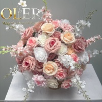 Bouquet de roses artificielles en soie Oler Wholesale pour la décoration de table de banquet de mariage
