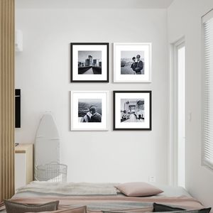 Set di 3 Cornici 20x20 per Esporre Foto con Passepartout o Senza, Cornici in Legno Massiccio Nero per Parete - Product Image 3