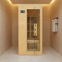 Prix d'usine en gros, sauna infrarouge lointain électrique moderne d'intérieur en bois massif de pruche pour 1 personne, avec panneau de commande informatisé