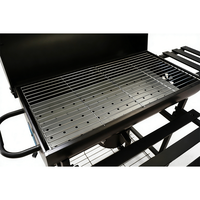 Barbecue au charbon de bois robuste et moderne en fer forgé avec chariot et fonctions multiples pour les fêtes en plein air