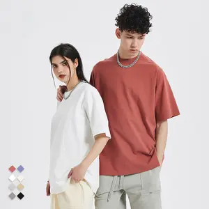 卸売メンズ特大Tシャツヘビー300G洗濯水メンズ半袖Tシャツルーズユニセックス半袖アシッドウォッシュTシャツ