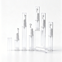 Flacon pompe airless portable transparent pour crème et sérum contour des yeux, format voyage 5ml 10ml 15ml, avec grand applicateur à bille