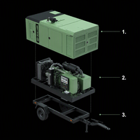 Compresseur d'air rotatif à vis lubrifié portable, Stage III, 18,5-25,5 m³/min, 4-17,2 bars, SULLAIR 660D3RH 780D3XH 825D3H 900D3H