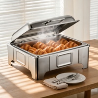 Edelstahl-Sichtbuffet-Ofen, quadratisches Chafing-Dish-Set mit Sichtfenster, professionelle Küchenausstattung für Restaurants