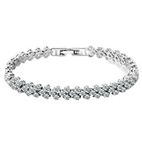 Bracelet en forme de cœur en cristal brillant pour femme à la mode. Bracelet orné de strass pour la vente en gros.