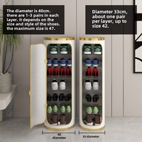 Armoire de rangement pour entrée de maison intelligente étagère à chaussures de luxe légère en métal grande armoire à chaussures verticale pour petit appartement rotative