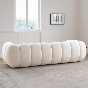 Cremefarbenes Lammkaschmir-Sofa für Wohn- und Schlafzimmer. Ein Marshmallow-ähnliches Stoffsofa. - Product Image 6