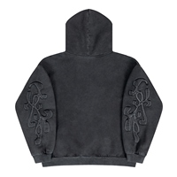 Sweat à capuche unisexe vintage brodé avec fermeture éclair, doublure polaire, style streetwear, design personnalisé, coupe oversize pour homme