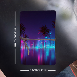 Cahier A6 style vintage avec fermeture à cravate fait à la main 160 pages cadeau d'anniversaire parfait pour belle-sœur avec palmiers néon c - Product Image 6