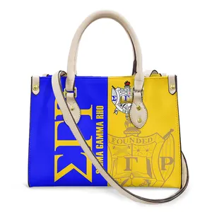 シグマガンマローソロリティPuレザーハンドバッグ女性用卸売カスタムハンドバッグロゴ付きレディースハンドバッグハンドバッグバルク