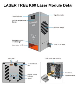 Laser cây K60 công suất cao 60W <span class=keywords><strong>40W</strong></span> 20W có thể điều chỉnh mô-đun khắc laser với không khí hỗ trợ cho tự làm Gỗ CNC cắt khắc công cụ - Product Image 5
