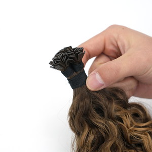 Extensiones de Cabello <span class=keywords><strong>Rizado</strong></span> Indio Natural con Punta Plana, Venta al por Mayor para Salones, Alta Calidad, Muchos Colores Disponibles, Cabello con Punta Plana de Doble Trama - Product Image 3