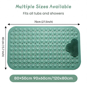 Tapis de Douche Antidérapant en Plastique pour Salle de Bain avec Ventouses et Trous de Drainage, pour Massage des Pieds - Product Image 2