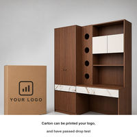 Armoire avec bureau intégré pour chambre à coucher, armoire de rangement multifonctionnelle gain de place avec étagère, bois d'ingénierie noyer