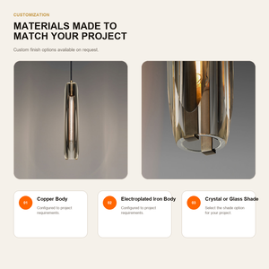 Lámpara colgante de lujo moderna de latón, cristal de humo, cobre, Interior, baño, mesita de noche, cocina, Isla, Bar, lámpara de techo - Product Image 2
