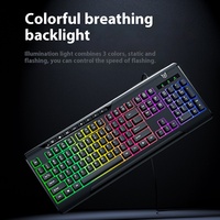 Clavier étanche ONIKUMA TZ5008 avec touches multimédias et support pour téléphone portable, clavier de jeu pour ordinateur de bureau PC gamer