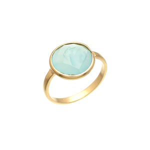 Anillo de Bodas de Calcedonia acuática para mujer de Plata de Ley 925, piedra preciosa de diamante chapada en oro de 18 quilates, ajuste elegante, promesas para fiestas - Product Image 1