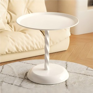 Luxury Modern Metal Pedestal Accent <strong>White</strong> <strong>Round</strong> Small Coffee Tea Corner End Sofa Side <strong>Table</strong> for Living Room - Product Image 1