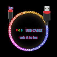 Câble de données Micro USB en alliage d'aluminium tressé avec lumière RGB fluide, USB3.0 PD Type-C, charge rapide, pour imprimante