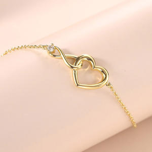 New High Quality Women Fashion Jewelry Real Gold Plated Heart Charm <b>Bracelet</b> <b>for</b> <b>Couple</b> Ready to Ship - Product Image 5