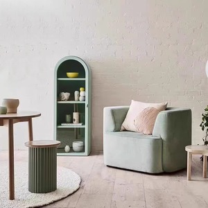 R American <strong>Cream</strong> Cute Style Solid Wood <strong>Bookcase</strong>, Children's Floor-standing Bookshelf, Light Luxury Arched Decorative Cabinet - Product Image 4