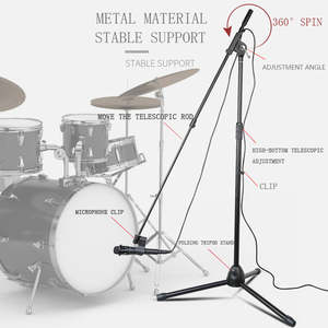 XTUGA-Soporte de micrófono de acero de alta resistencia, con ajuste de suelo, plegable, profesional, pedestal para <span class=keywords><strong>microfono</strong></span> - Product Image 2