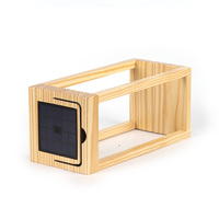 Lampes suspendues solaires pour jardin extérieur, éclairage au sol pour cour, éclairage de chemin LED, installation facile, cadre en bois, style nature