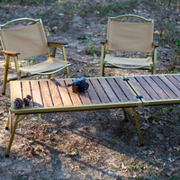 Table pliante rectangulaire de camping JIFENG Outdoors, structure en laiton de haute qualité, en noyer noir d'Amérique du Nord.