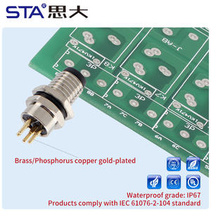 המפעל m8 תעופה תקע זכר גב קדמי גב קדמי הר Pcb שקע 3pin 4pin 6pin מחבר עמיד למים - Product Image 3