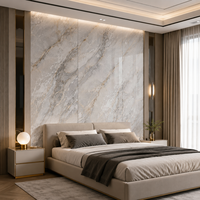 Panneau mural en marbre UV WYRAX 1220x2440mm 3.0mm Blanc Or Calacatta Haute Brillance Étanche pour crédence de cuisine