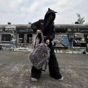 Custom Fluffy <b>Backpack</b> Female Long Hair Faux Fur <b>Backpacks</b> Student Plush School <b>Backpack</b> - Product Image 4