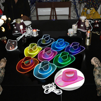Chapeau de lueur de paillettes roses argentées colorées nouveau chapeau de Cowboy en plastique pour l'activité de danse de rue et la fête d'anniversaire