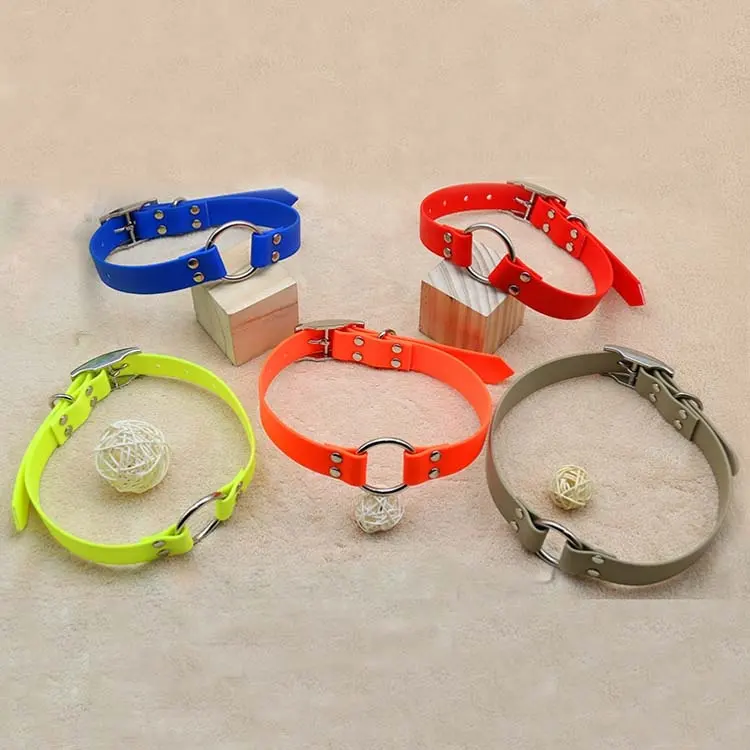 NiBao kolay temizlenebilir plastik köpek tasması kauçuk, deri duygu PVC köpek tasması Metal toka ile O Ring