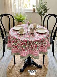 Eco Friendly Round <b>Table</b> Cover Reusable Cotton Printed Dining <b>Protector</b> For Home Kitchen Decor Available At Reasonable Price - Product Image 1