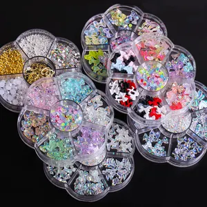 Baru Populer 7 Kotak Busur Simpul Beruang Berlian Imitasi Nail Art Perhiasan Kit 3D DIY Dekorasi Kuku Grosir Grosir Pemasok Perhiasan Kuku