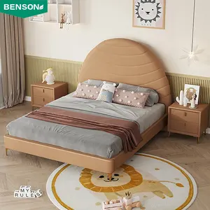 Коричневый удобный Модный комплект детской мебели в форме печенья для спальни детские деревянные двухспальные кровати с рамой деревянные кровати