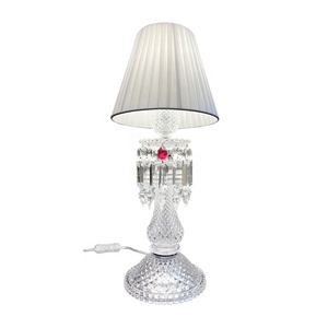 High Quality High Crystal Table Lamp 24Pa <strong>Glass</strong> Body Crystal Light with Fabric <strong>Lampshade</strong> for Bed Rooms - Product Image 1