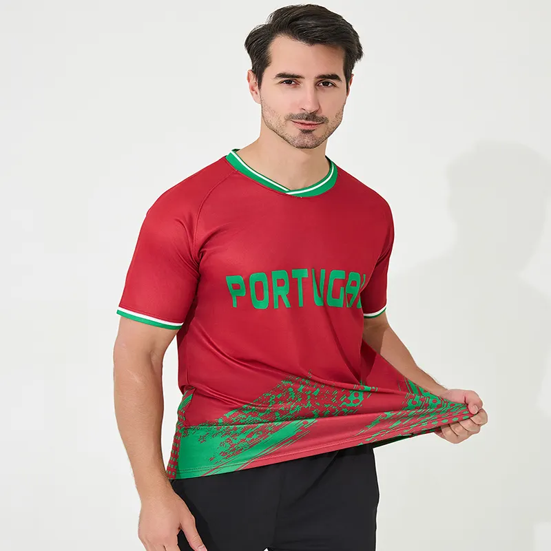Camisa de futebol de sublimação confortável para Copa da Europa, roupa de futebol de secagem rápida, de alta qualidade, mais recente, mais recente e quente